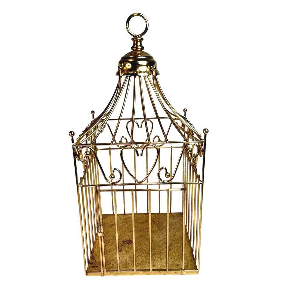 Vintage Brass Golden Birdcage Hollywood Regency Wedding Party Card Holder Decor
